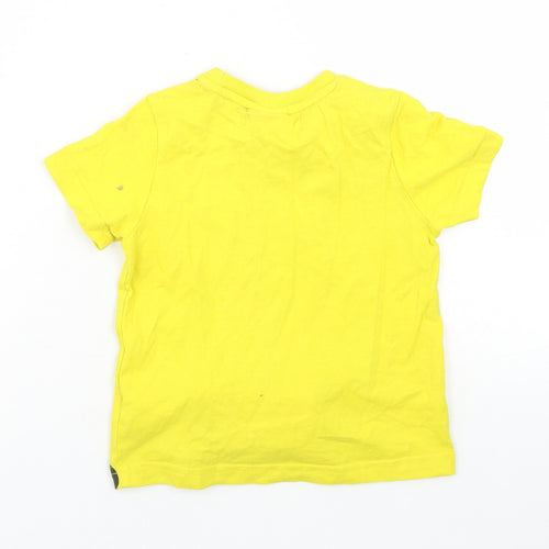 F&F Boys Yellow  Cotton Basic T-Shirt Size 18-24 Months Crew Neck  - Minions Banana