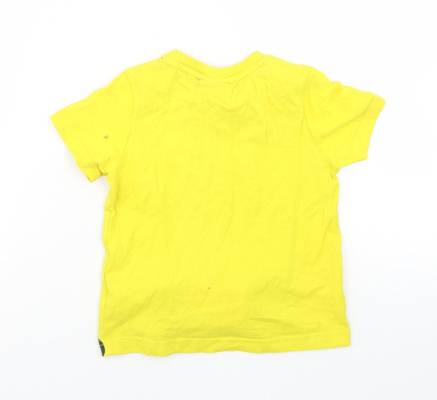 F&F Boys Yellow  Cotton Basic T-Shirt Size 18-24 Months Crew Neck  - Minions Banana