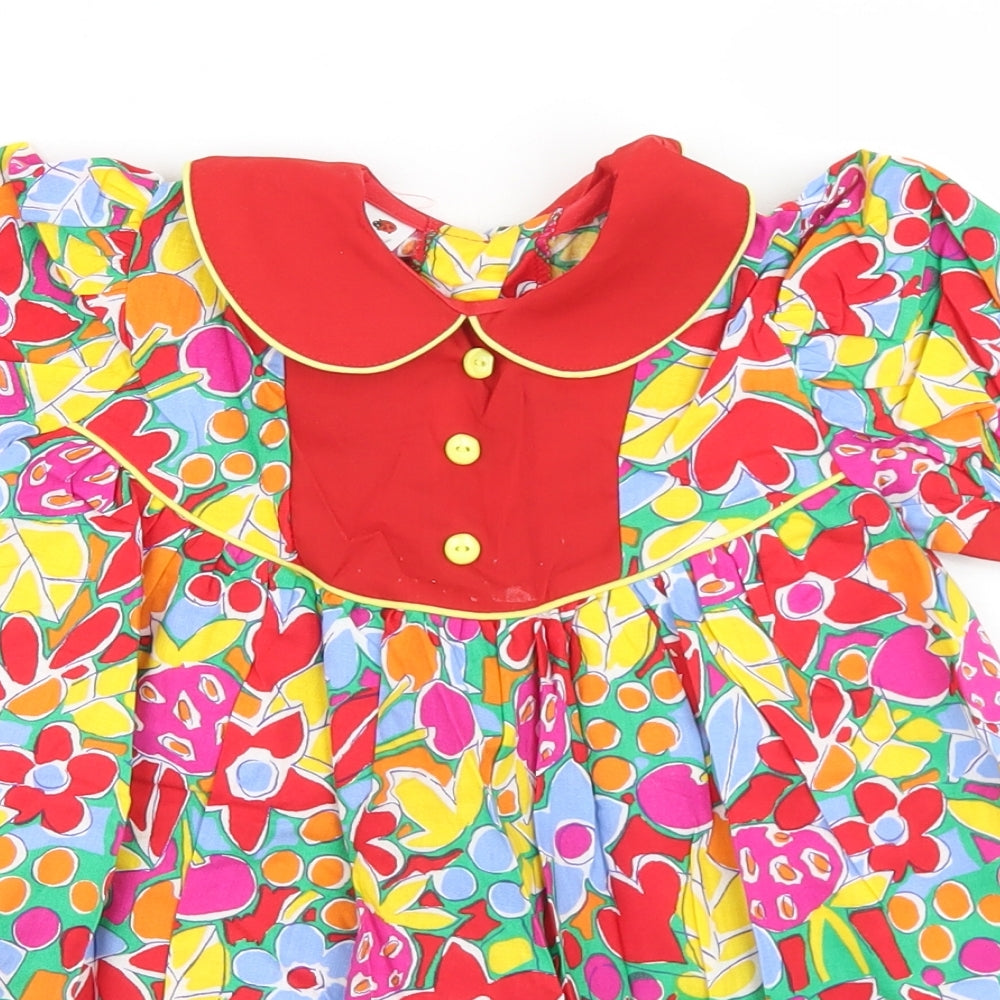 Ladybird Girls Multicoloured Floral Polyester Fit & Flare  Size 2-3 Years  Collared Button