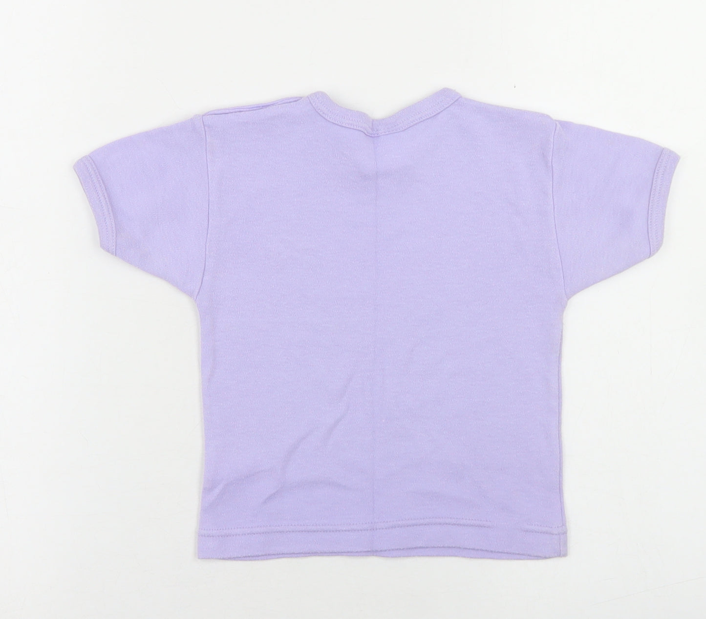 Ladybird Girls Purple  Cotton Basic T-Shirt Size 2-3 Years Crew Neck Button - Sea Creatures