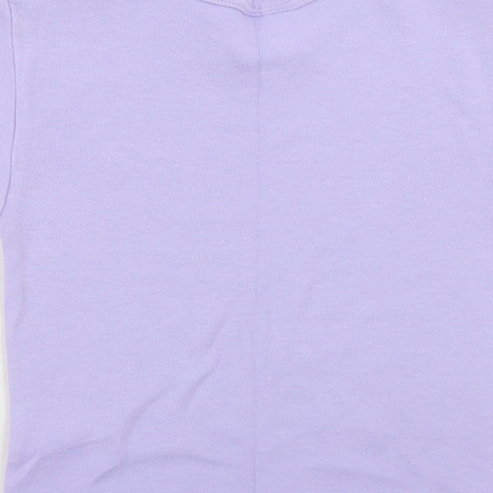 Ladybird Girls Purple  Cotton Basic T-Shirt Size 2-3 Years Crew Neck Button - Sea Creatures
