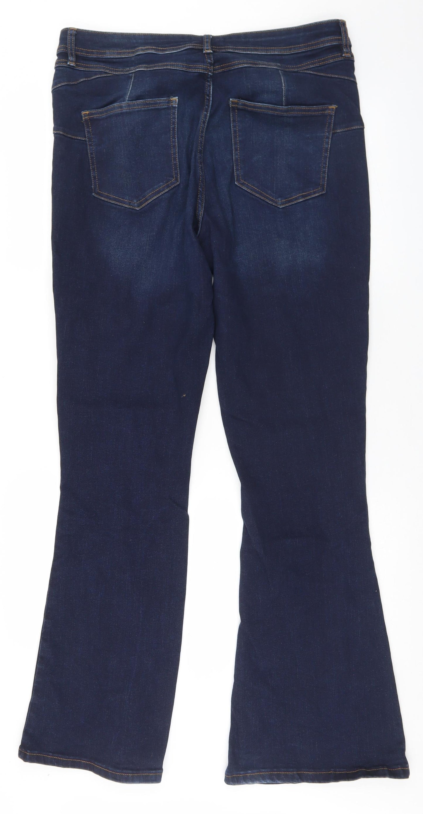 F&F Womens Blue  Cotton Bootcut Jeans Size 16 L30 in Regular Button