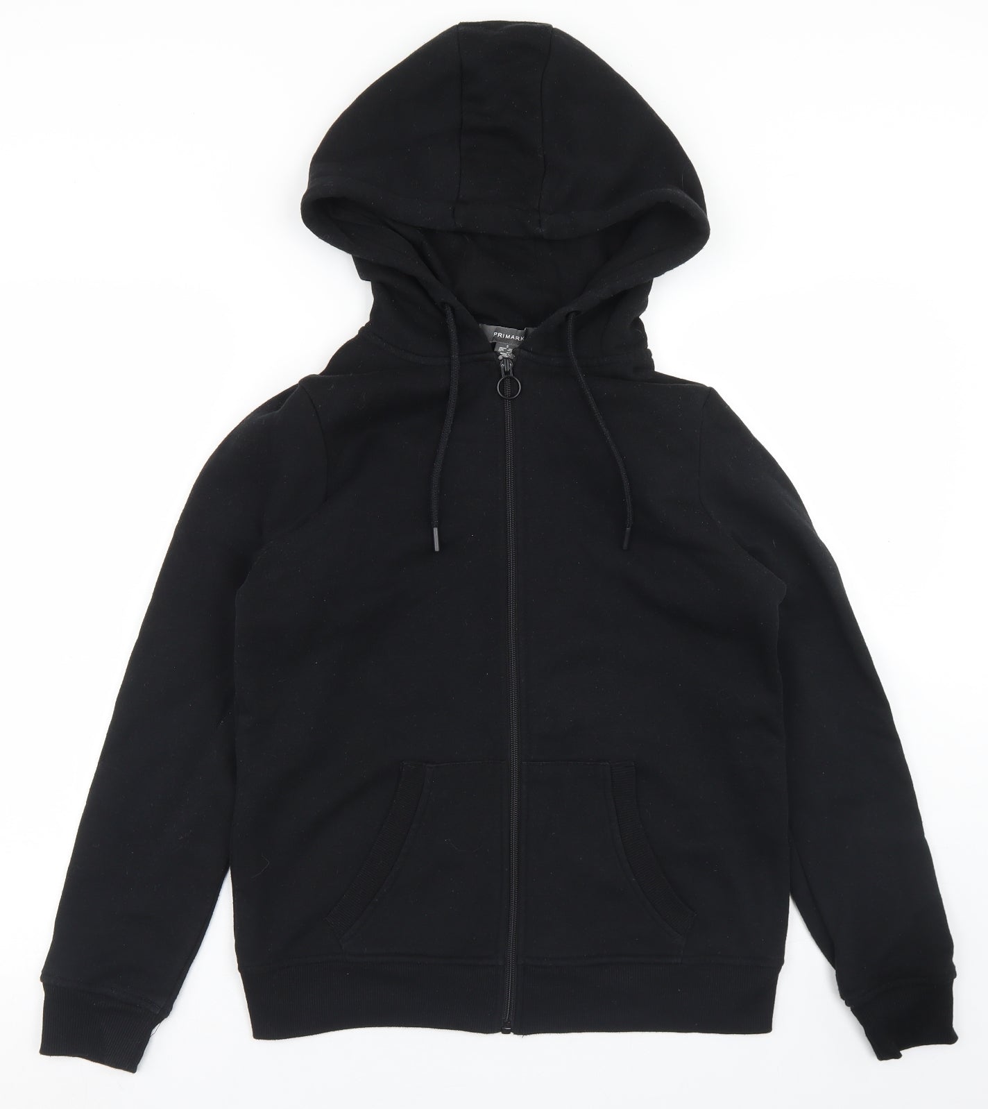 Primark Womens Black  Cotton Full Zip Hoodie Size 10  Zip