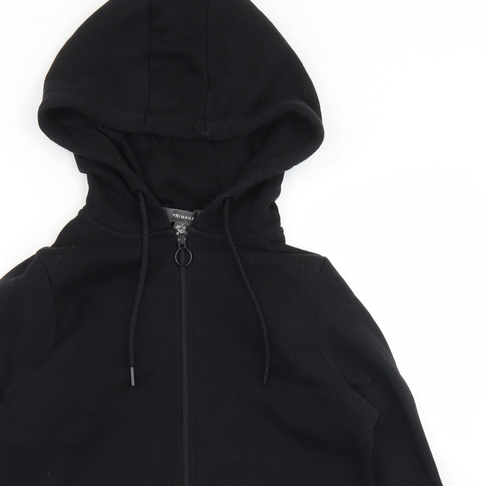 Primark Womens Black  Cotton Full Zip Hoodie Size 10  Zip