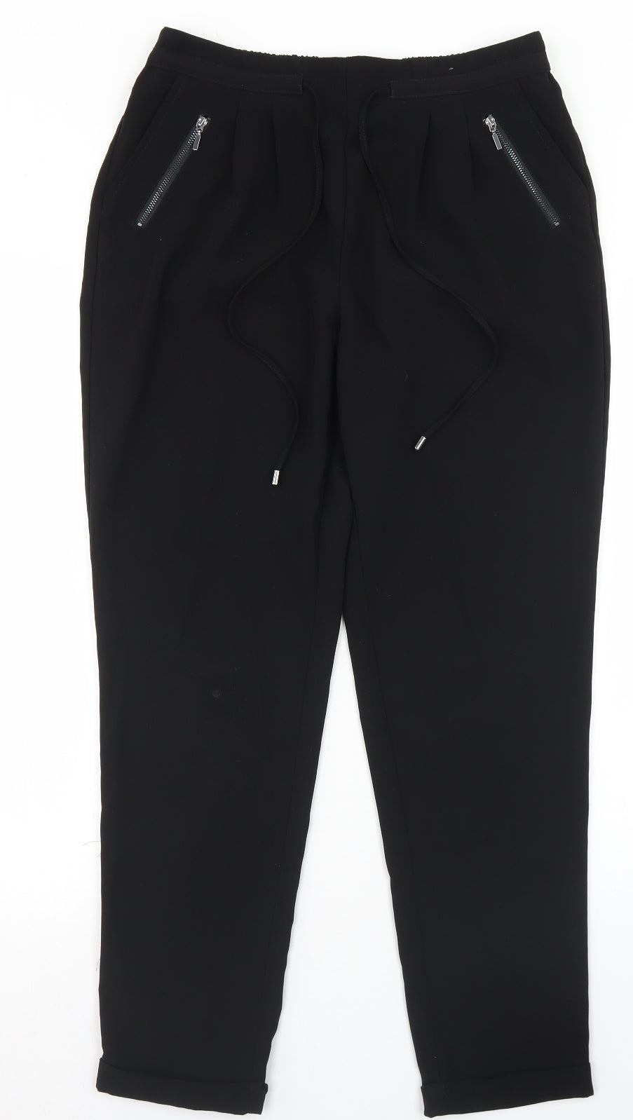 Primark Womens Black  Polyester Dress Pants Trousers Size 12 L27 in Regular Drawstring