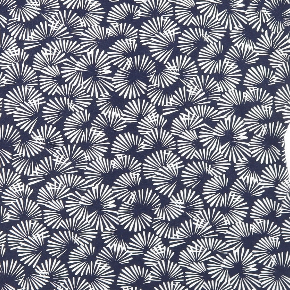 TU Womens Blue Geometric Viscose Basic T-Shirt Size 18 V-Neck