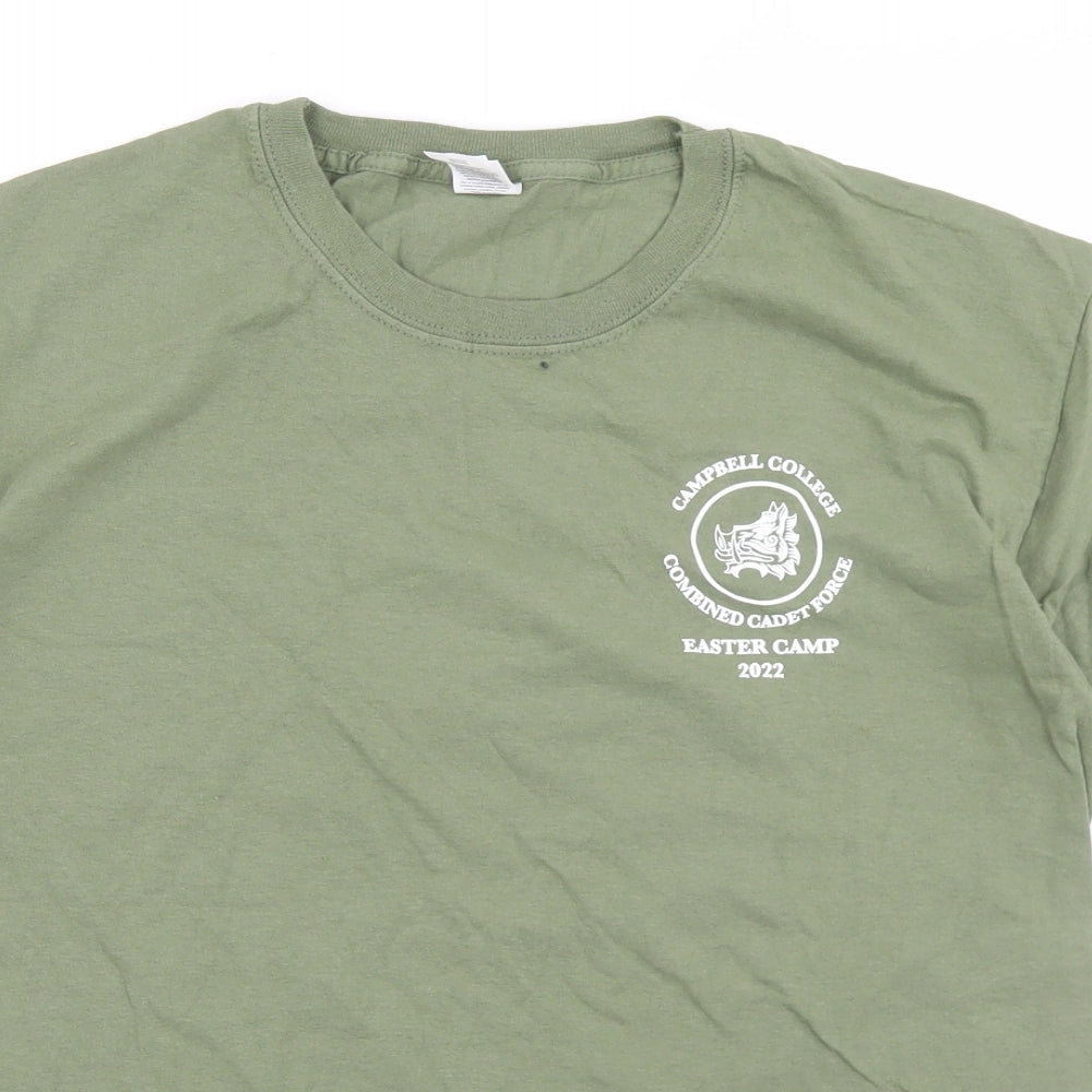 Fruit of the Loom Mens Green  Cotton  T-Shirt Size M Crew Neck  - Campell College cadet Force