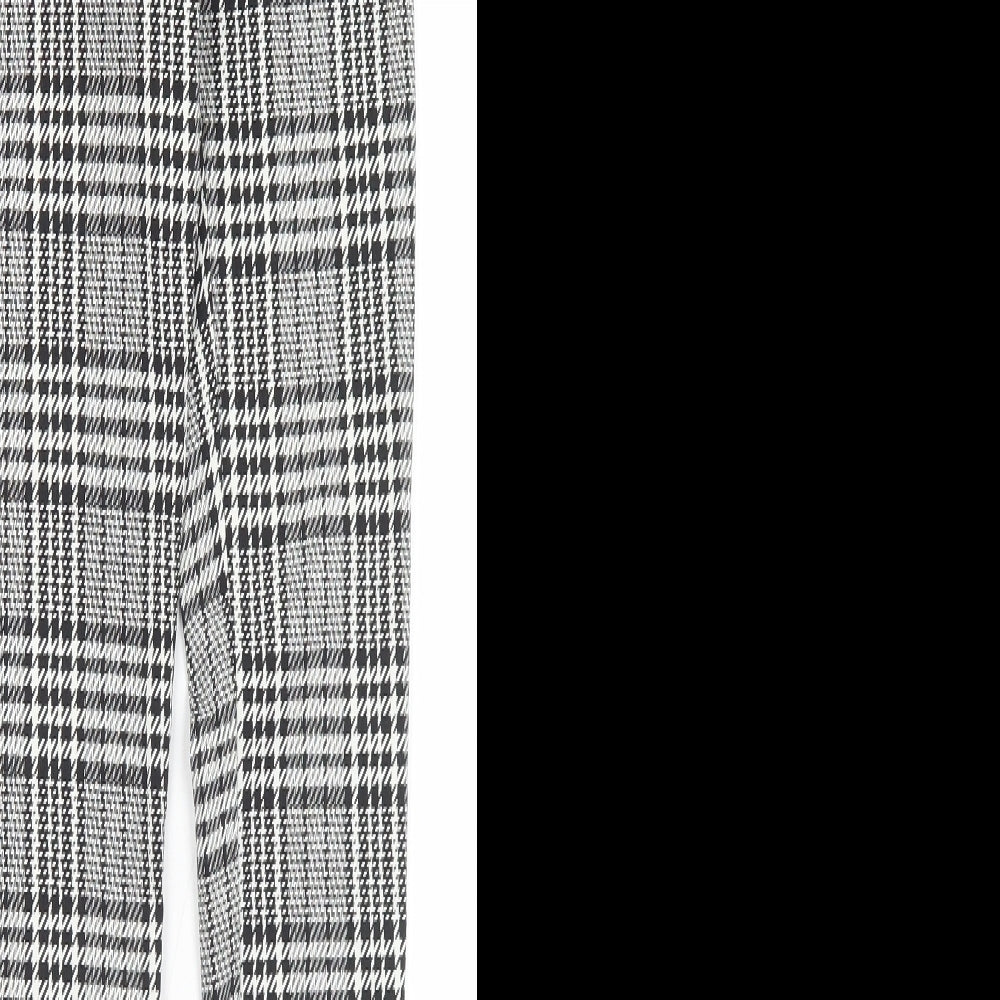 Primark Womens Black Houndstooth Viscose Trousers  Size 4 L28 in Regular Button