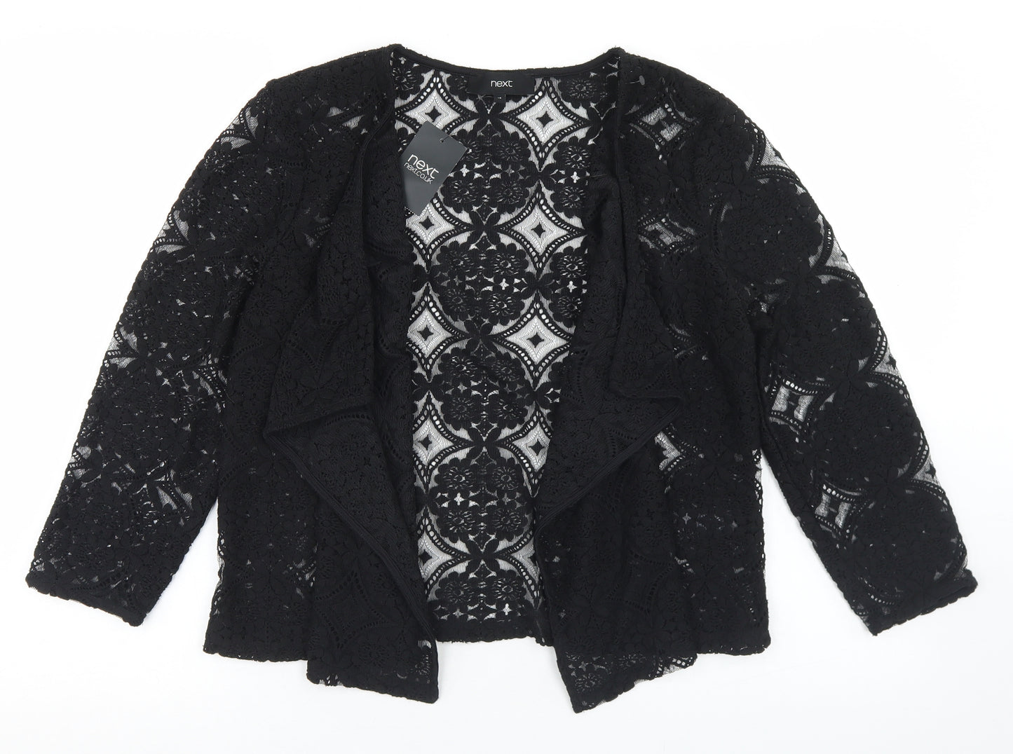 NEXT Womens Black Round Neck  Polyester Cardigan Jumper Size 14