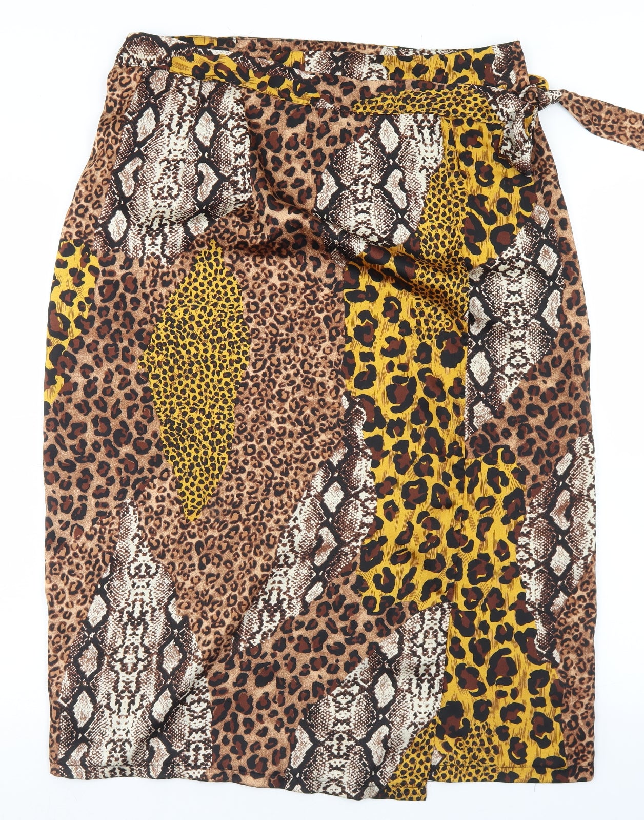 Quiz Womens Multicoloured Animal Print Polyester Wrap Skirt Size 16   Tie