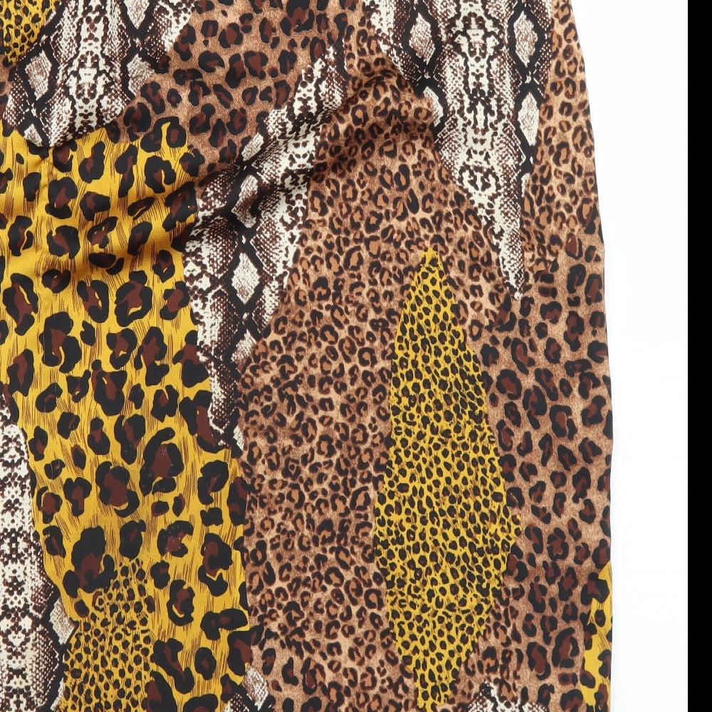 Quiz Womens Multicoloured Animal Print Polyester Wrap Skirt Size 16   Tie