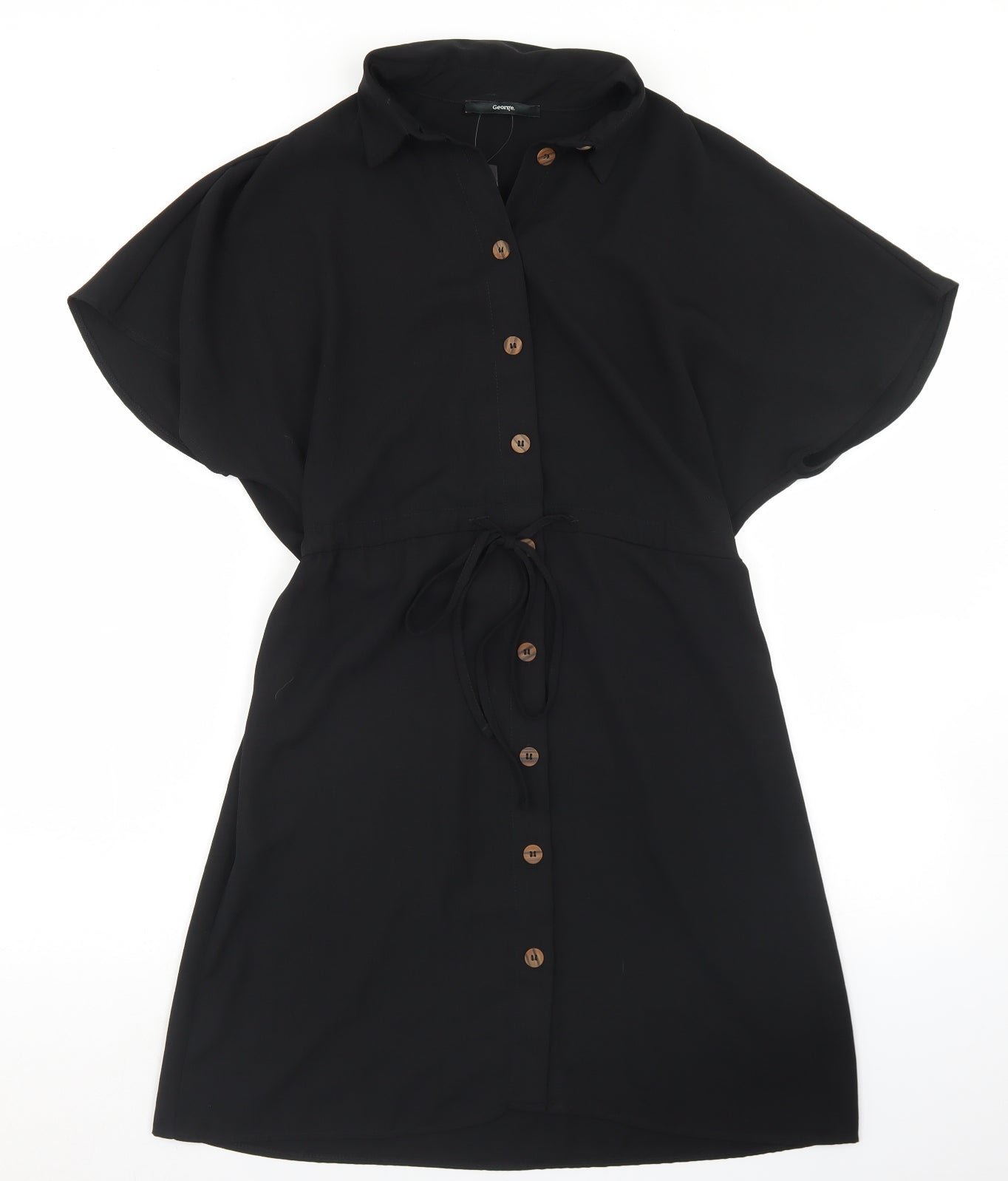 George Womens Black  Polyester Shirt Dress  Size 10  Collared Button