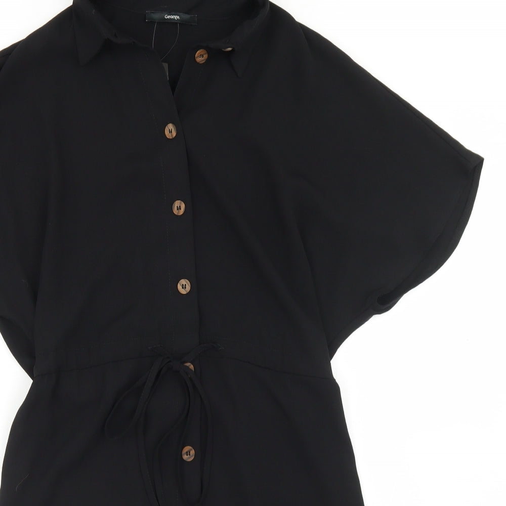 George Womens Black  Polyester Shirt Dress  Size 10  Collared Button