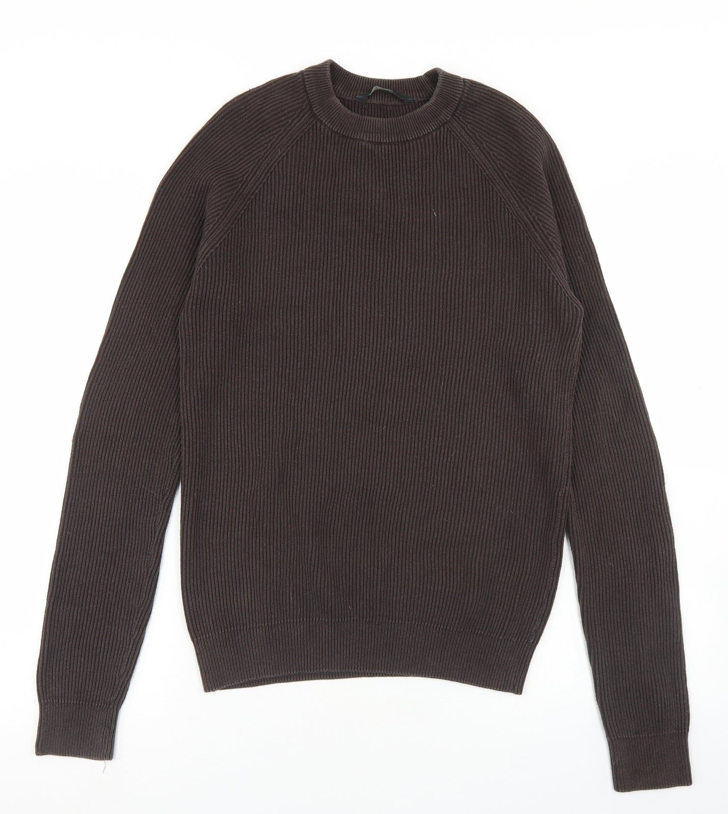 George Mens Brown Crew Neck  Cotton Pullover Jumper Size S