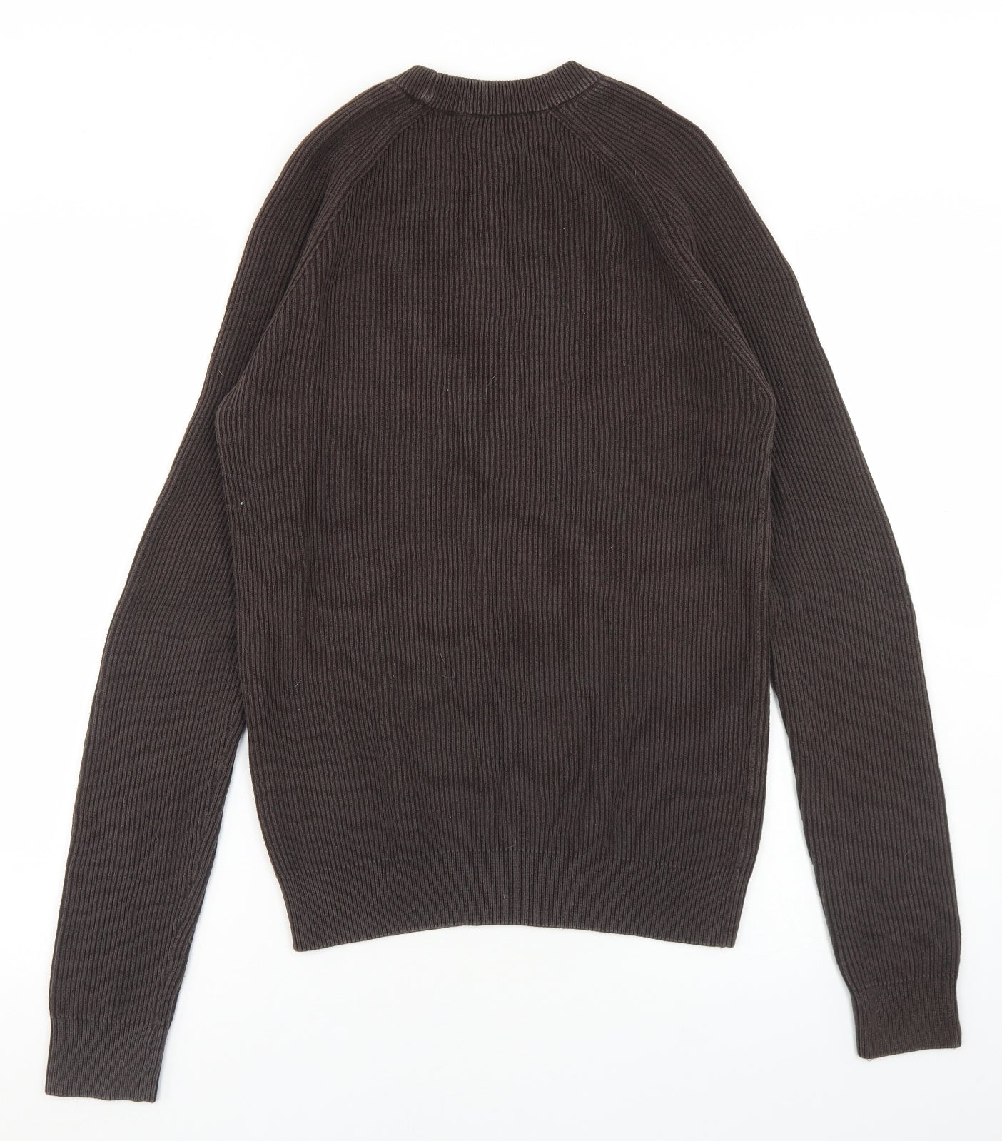 George Mens Brown Crew Neck  Cotton Pullover Jumper Size S