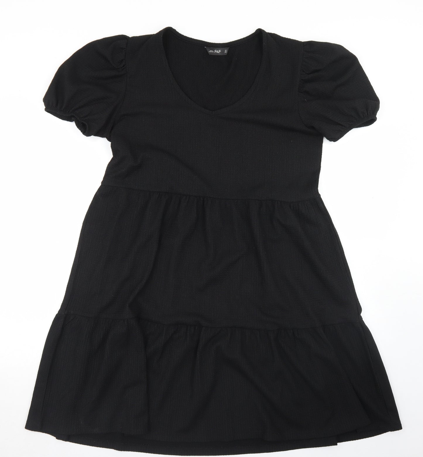 F&F Womens Black  Polyester Trapeze & Swing  Size 12  Round Neck  - Smock Dress
