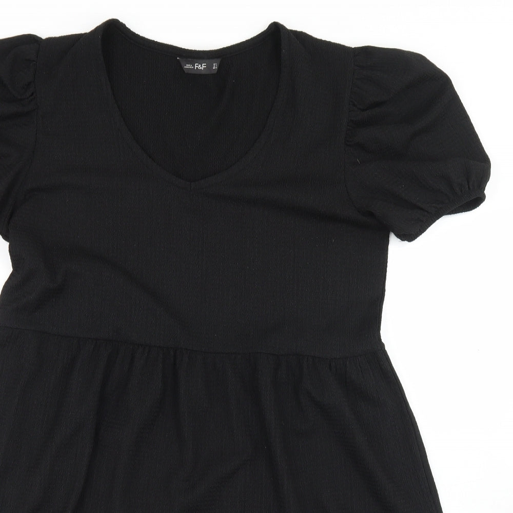 F&F Womens Black  Polyester Trapeze & Swing  Size 12  Round Neck  - Smock Dress