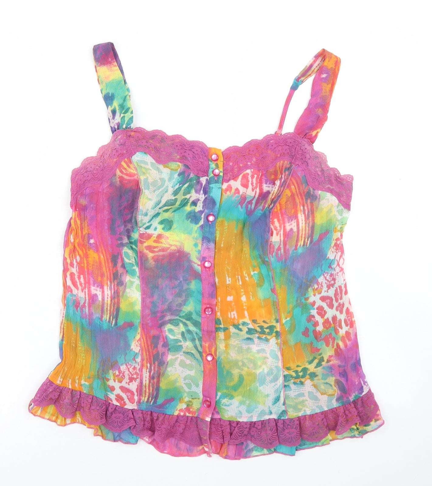 Per Una Womens Multicoloured Animal Print Polyester Camisole Blouse Size 14 Round Neck
