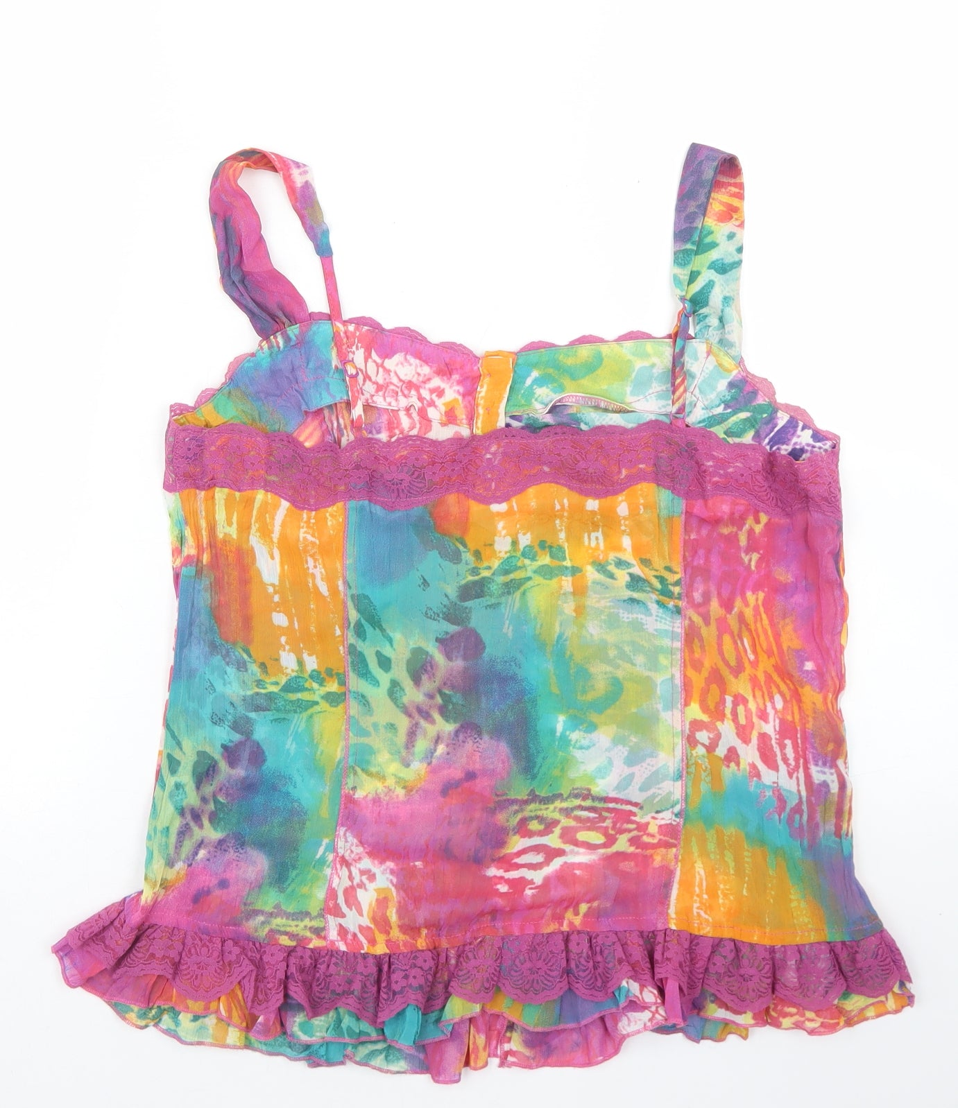 Per Una Womens Multicoloured Animal Print Polyester Camisole Blouse Size 14 Round Neck