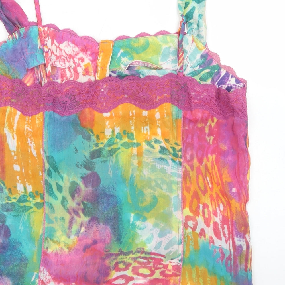 Per Una Womens Multicoloured Animal Print Polyester Camisole Blouse Size 14 Round Neck
