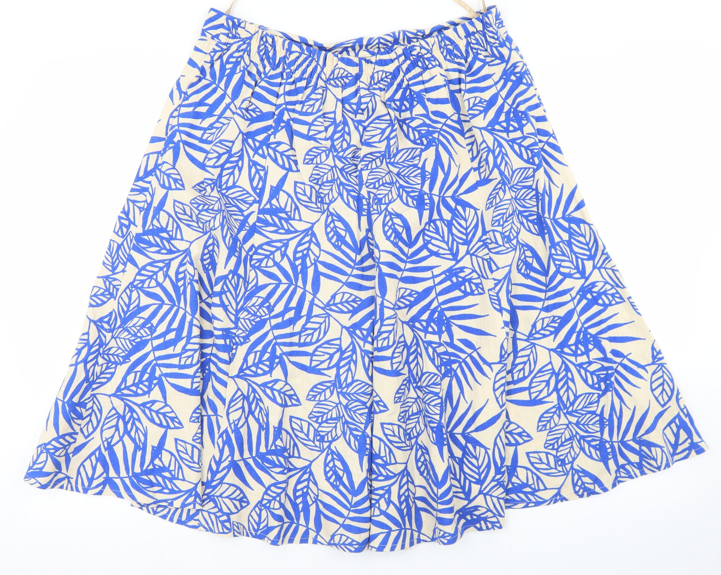 Classic Womens Beige Floral Viscose Flare Skirt Size 14