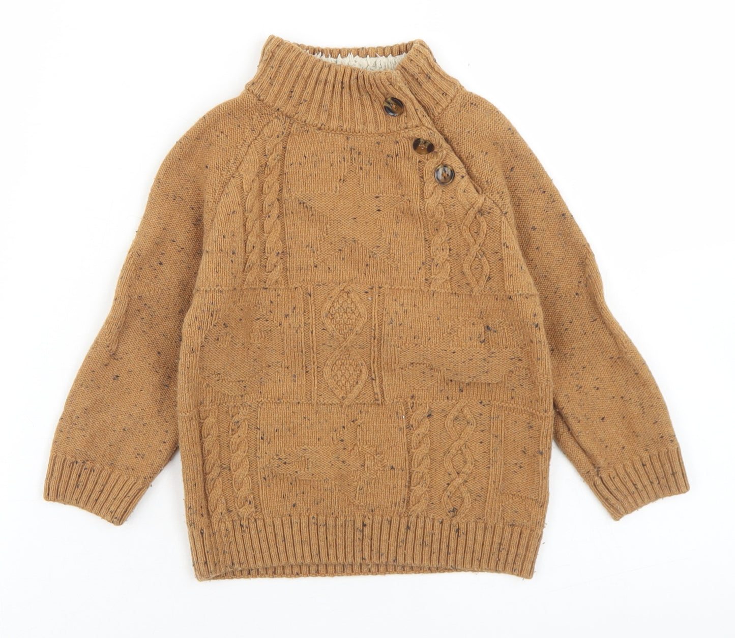 NEXT Boys Beige  Acrylic Pullover Jumper Size 18-24 Months  Button