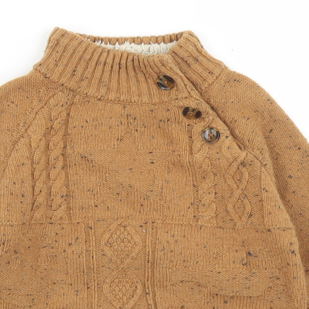 NEXT Boys Beige  Acrylic Pullover Jumper Size 18-24 Months  Button