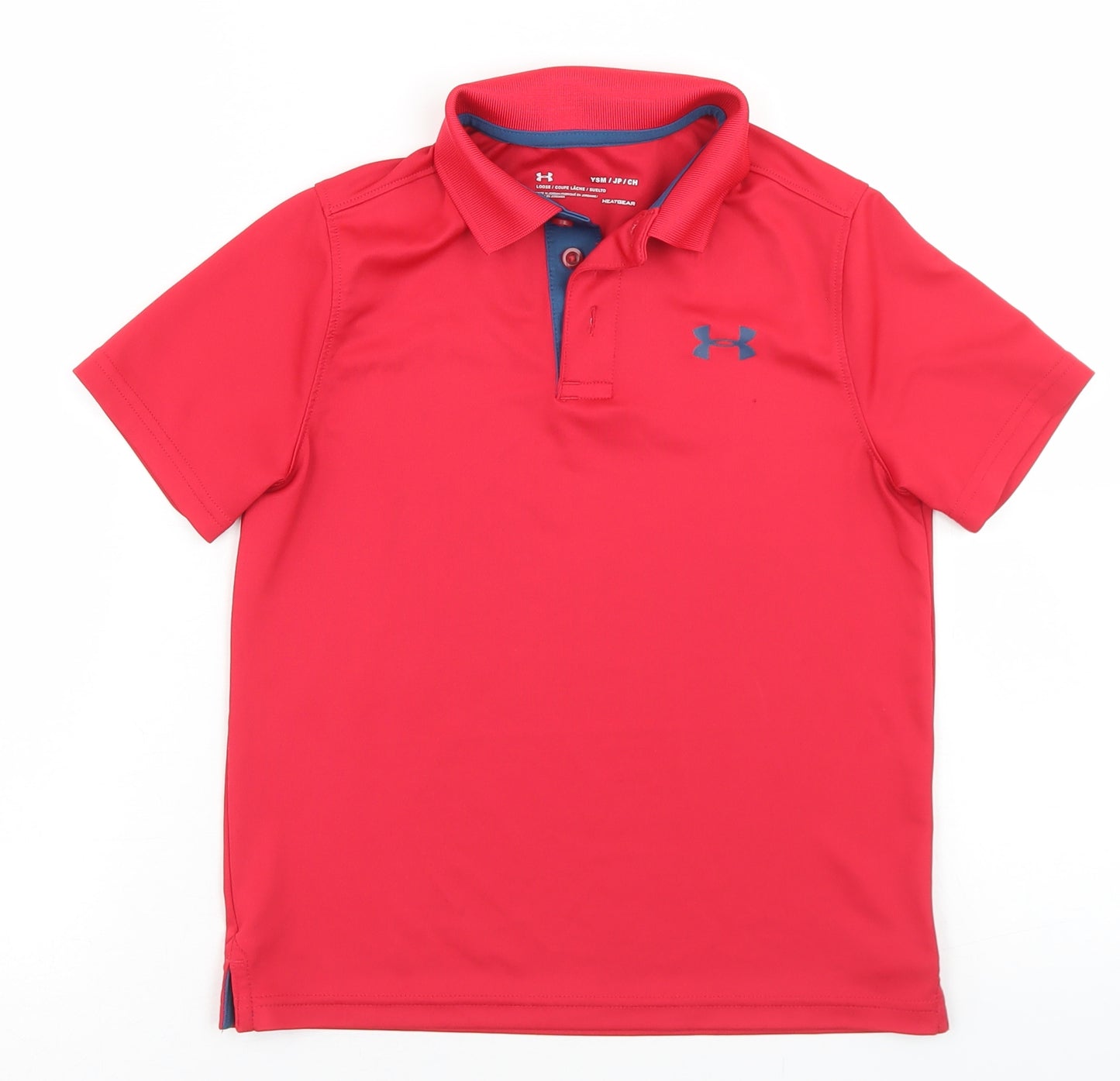 Under armour Boys Red  Polyester Basic Polo Size S Collared Button