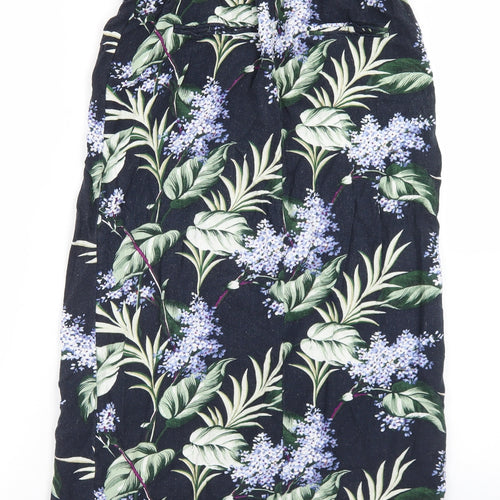 Oasis Womens Blue Floral Viscose Peasant Skirt Size 8   Button