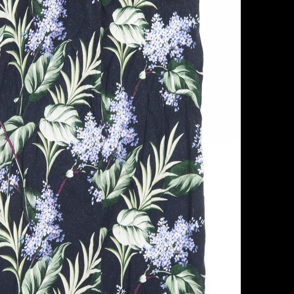 Oasis Womens Blue Floral Viscose Peasant Skirt Size 8   Button