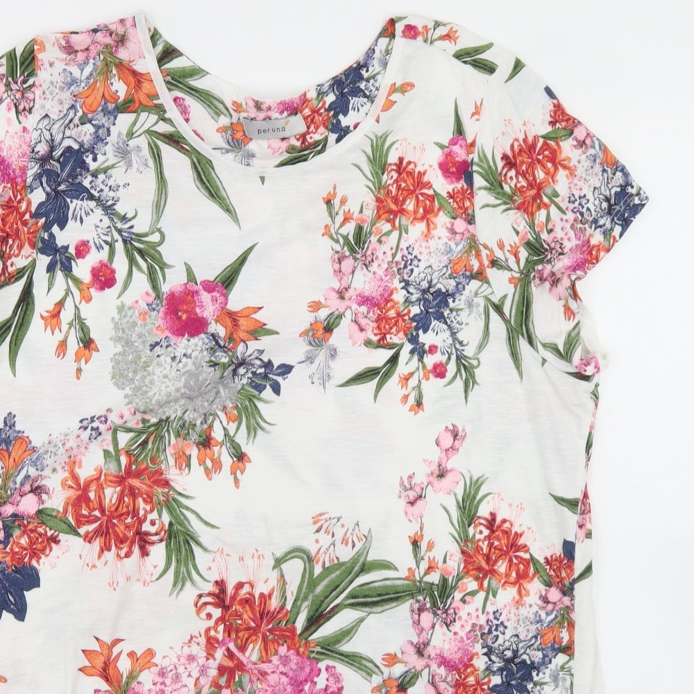 Marks and Spencer Womens White Floral Viscose Basic Blouse Size 20 Round Neck