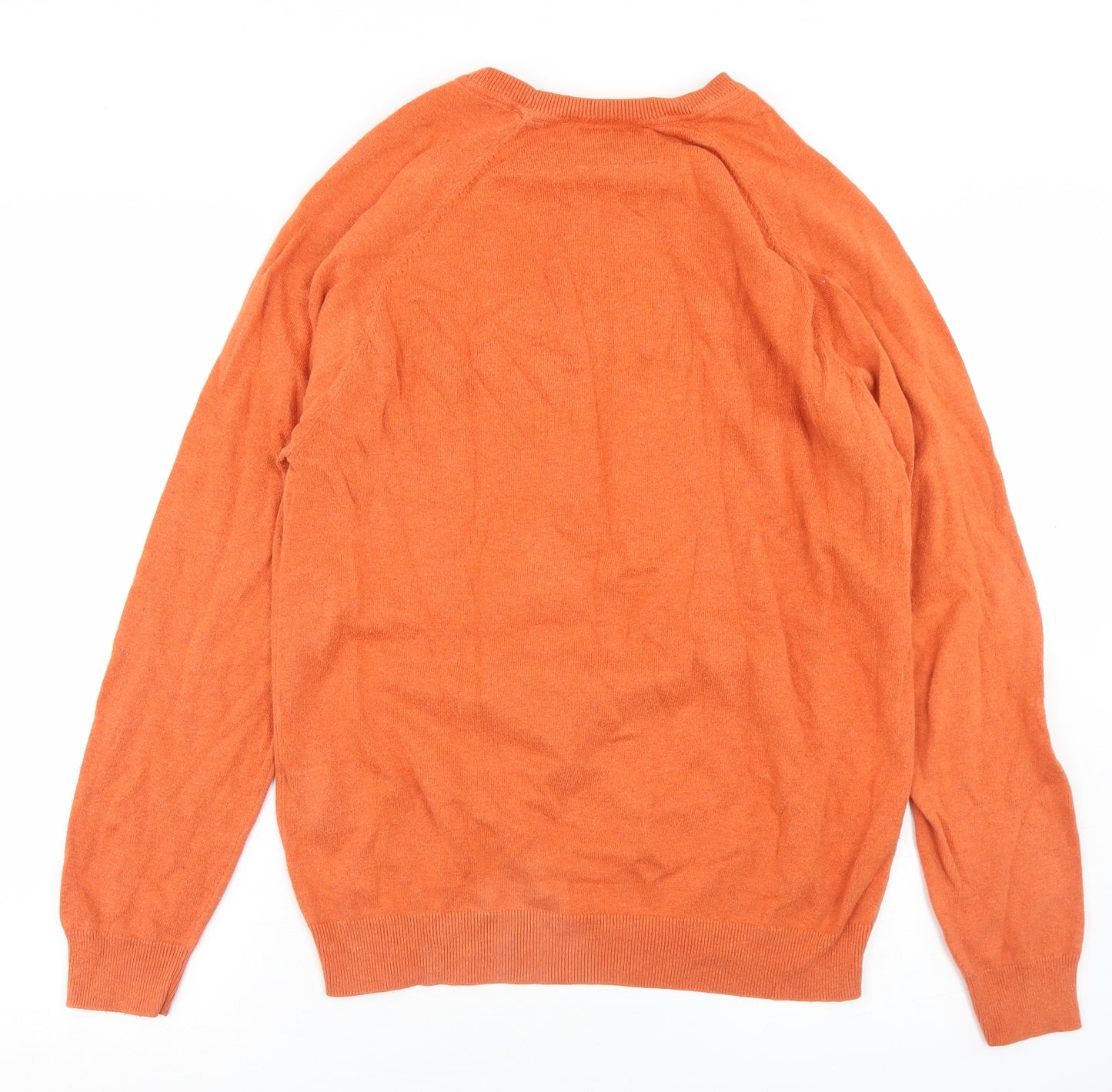Superdry Mens Orange Crew Neck  Cotton Pullover Jumper Size L
