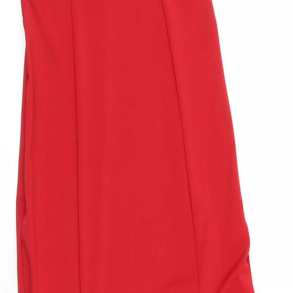 Miss Selfridge Womens Red  Polyester Maxi  Size 6  V-Neck