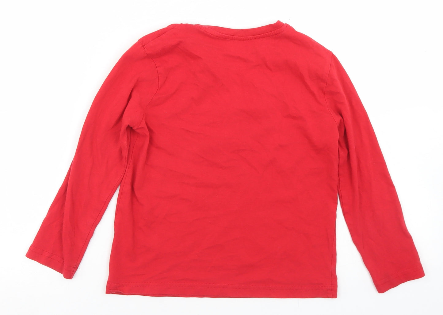 Priamrk Boys Red  Cotton Basic T-Shirt Size 6-7 Years Crew Neck  - Christmas Dinosaur