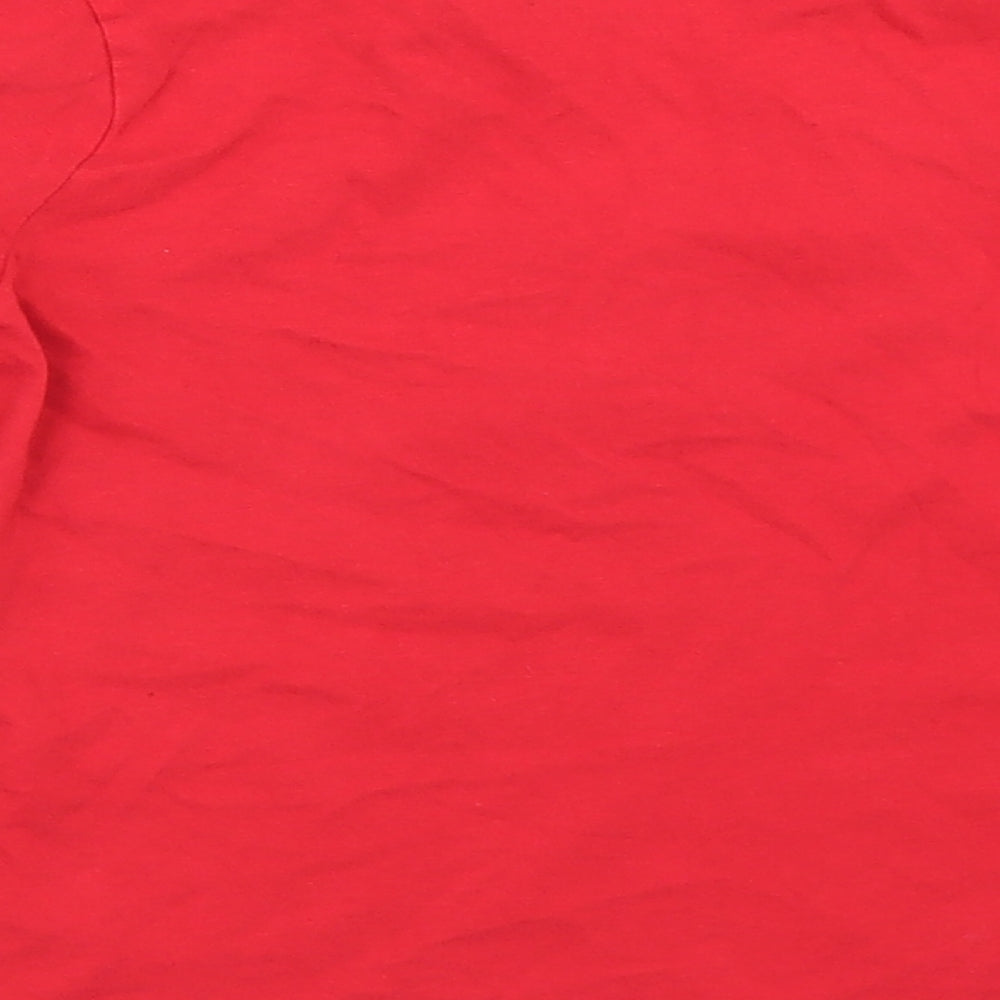 Priamrk Boys Red  Cotton Basic T-Shirt Size 6-7 Years Crew Neck  - Christmas Dinosaur