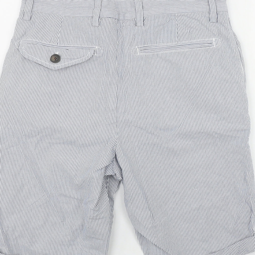 NEXT Mens Blue Striped Cotton Bermuda Shorts Size 28 in L9 in Regular Zip