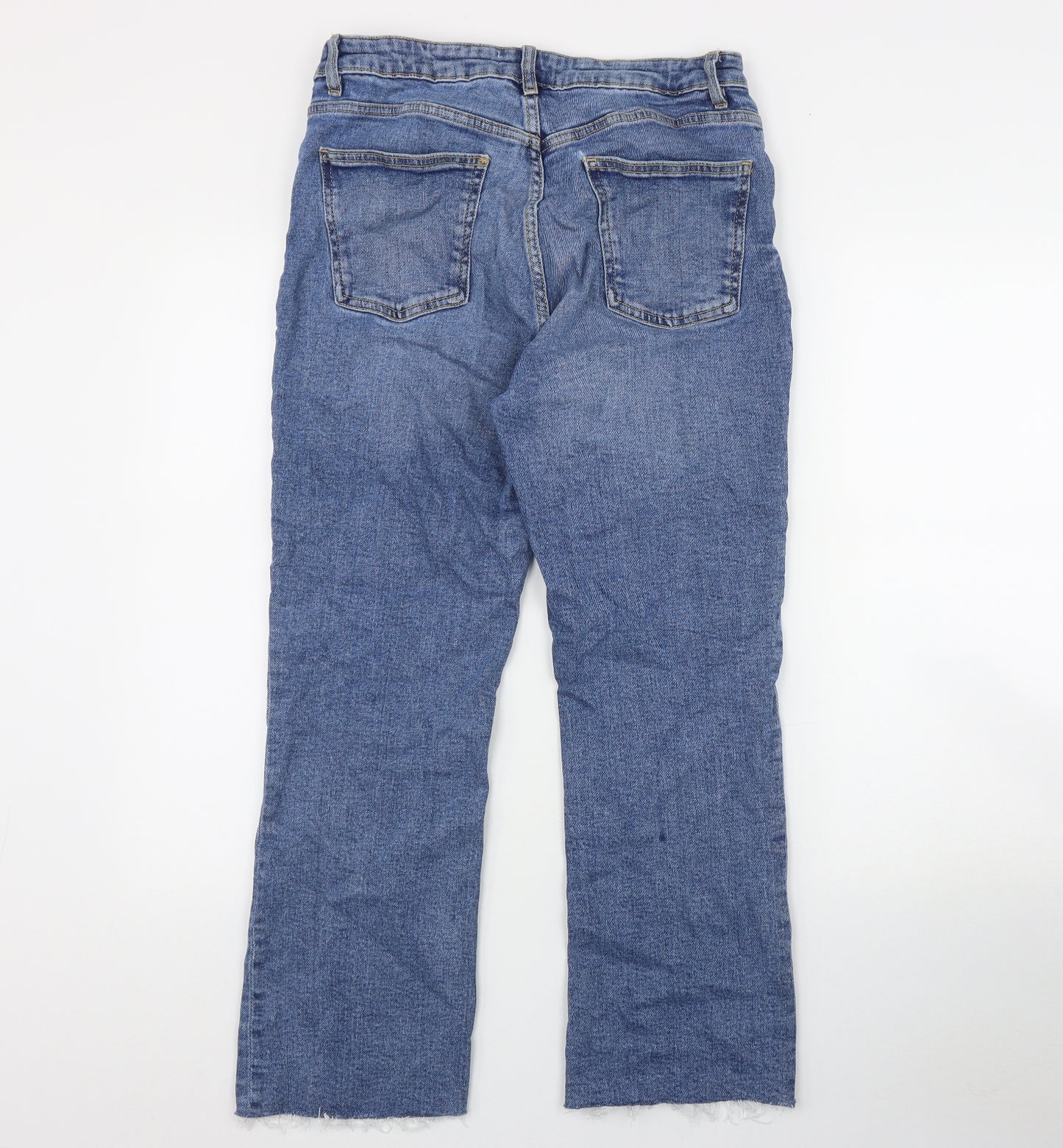 Zara Womens Black  Cotton Straight Jeans Size 12 L27 in Regular Zip