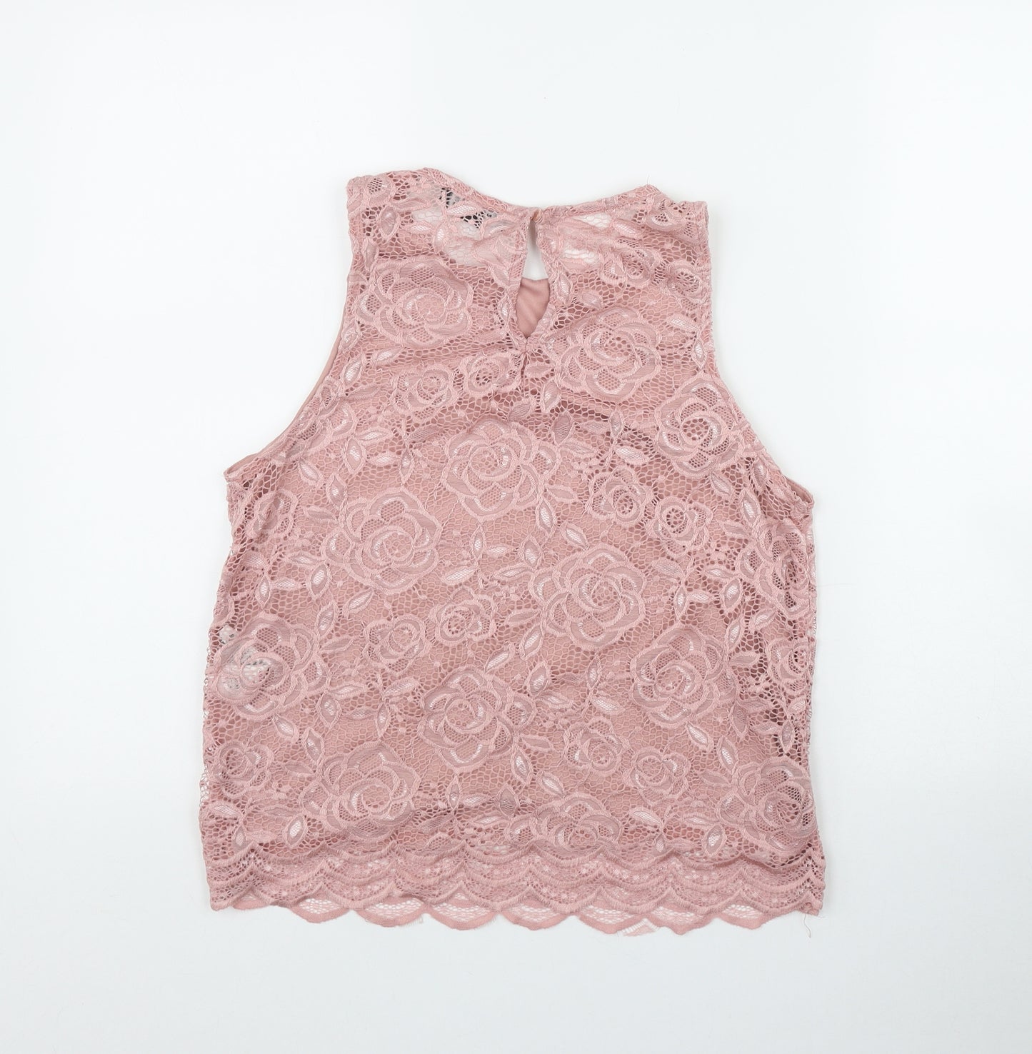 New Look Womens Pink  Polyester Basic Tank Size 10 Round Neck