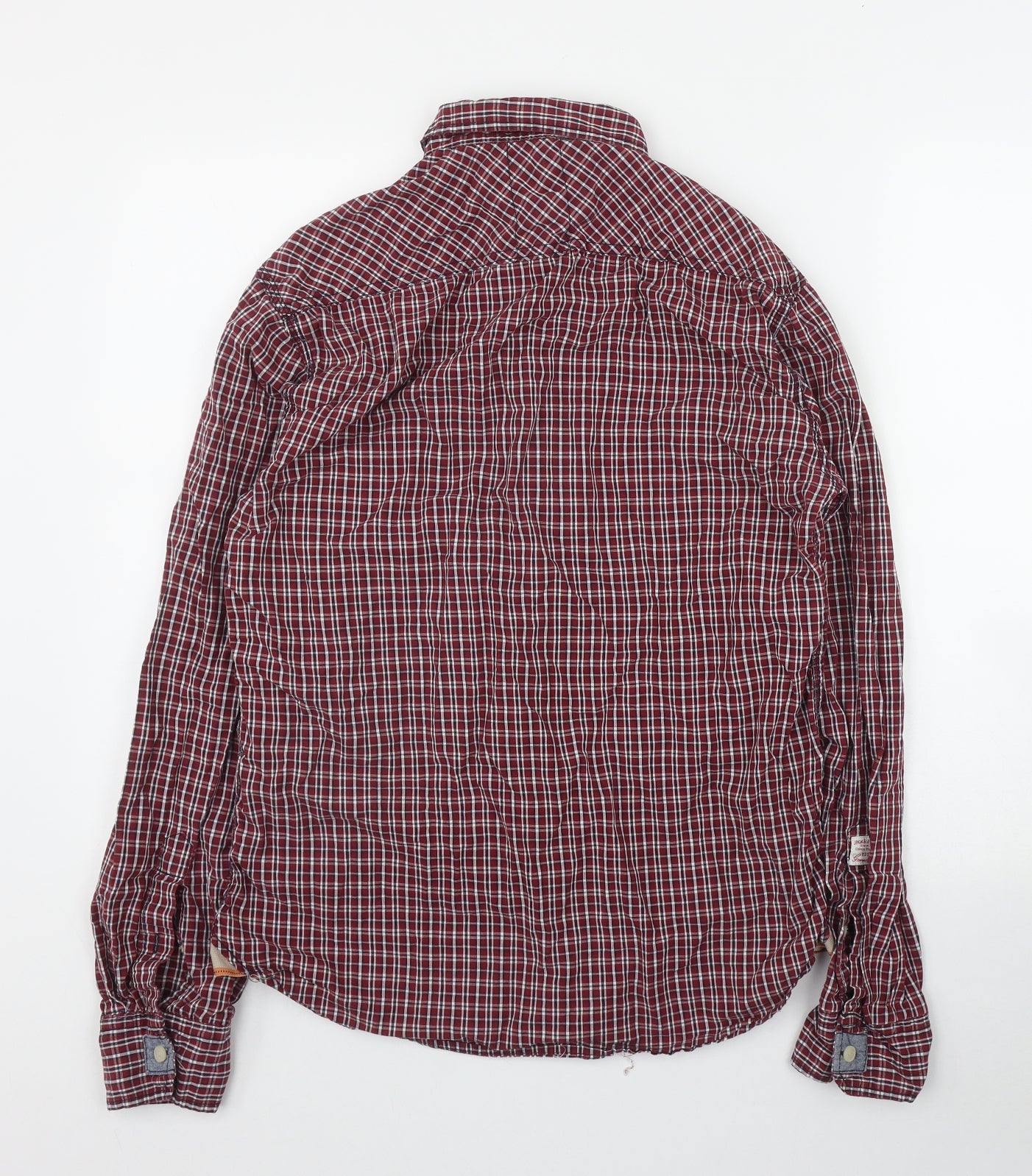 JACK & JONES Mens Red Plaid Cotton  Button-Up Size L Collared Button