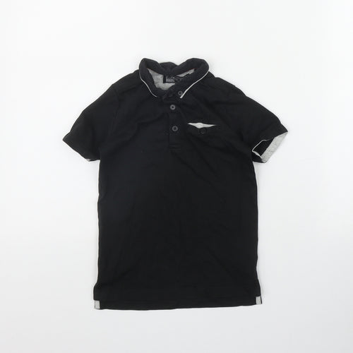 NEXT Boys Black  Cotton Basic Polo Size 4 Years Collared Button