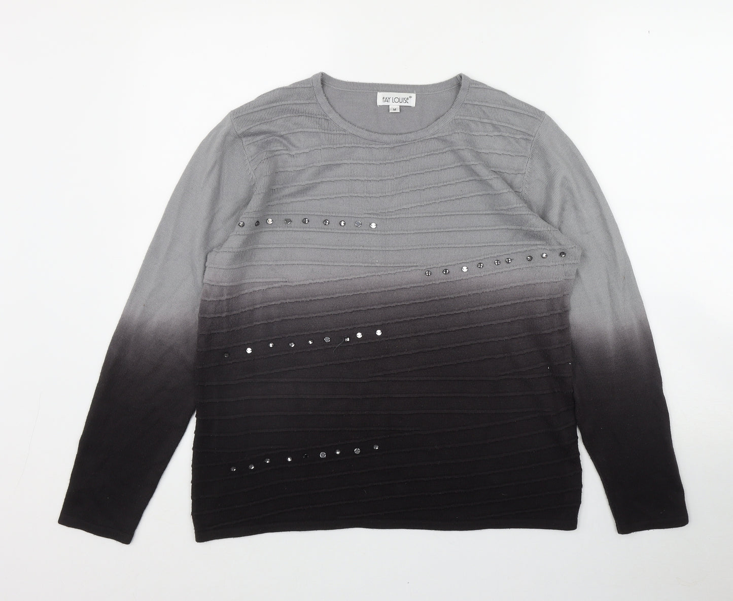 Fay Louise Womens Grey Round Neck  Acrylic Pullover Jumper Size M