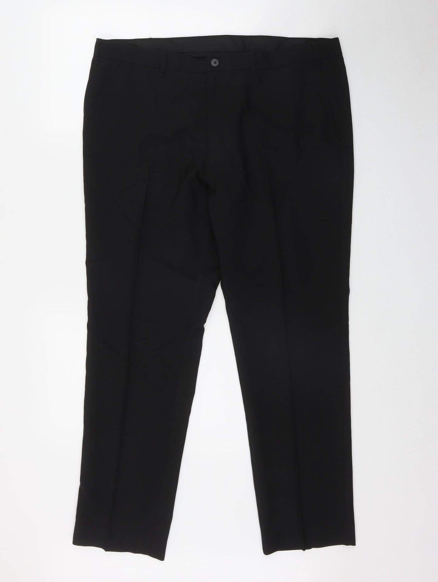 Marks and Spencer Mens Black  Polyester Trousers  Size 38 in L29 in Regular Zip
