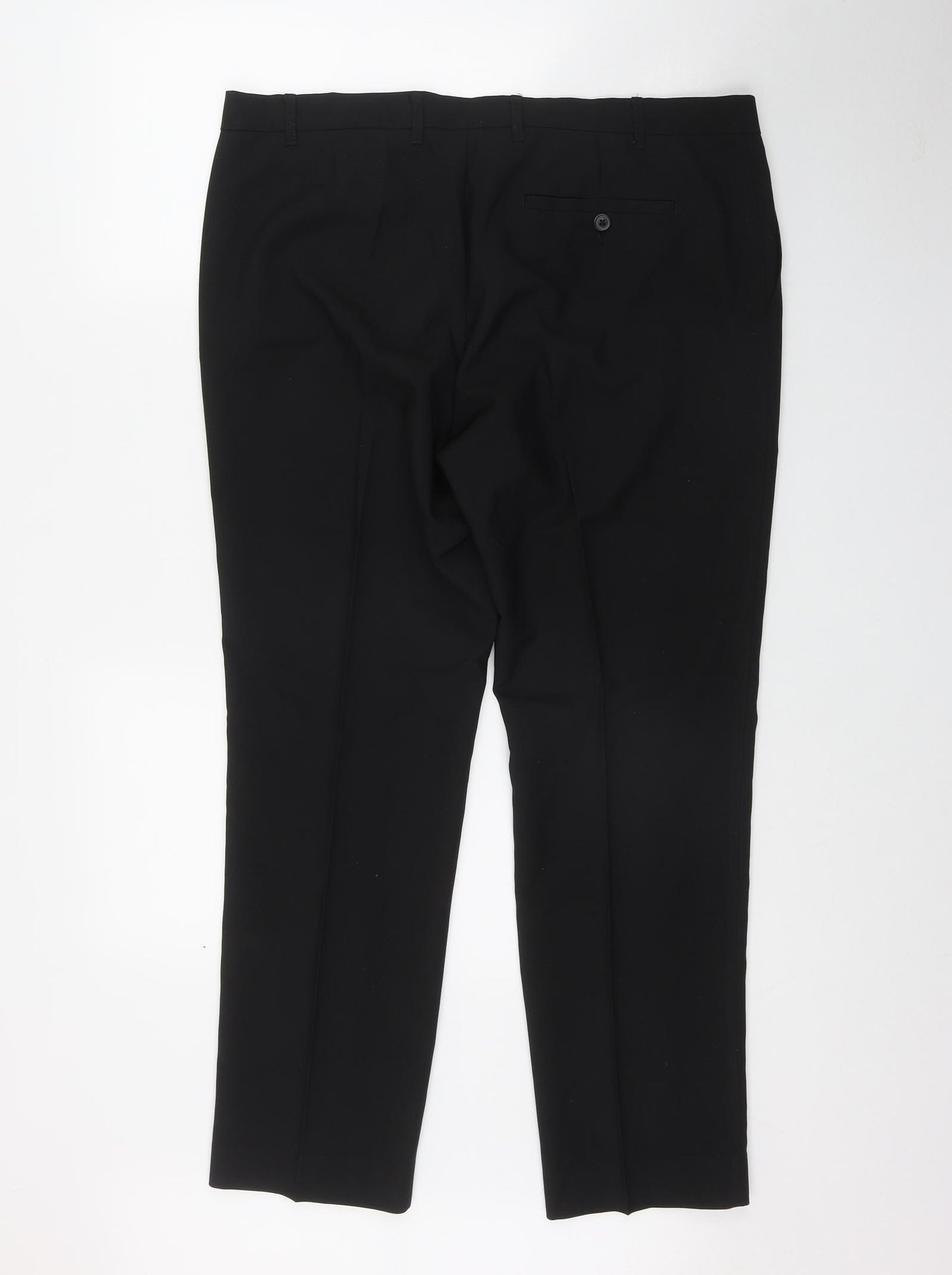 Marks and Spencer Mens Black  Polyester Trousers  Size 38 in L29 in Regular Zip