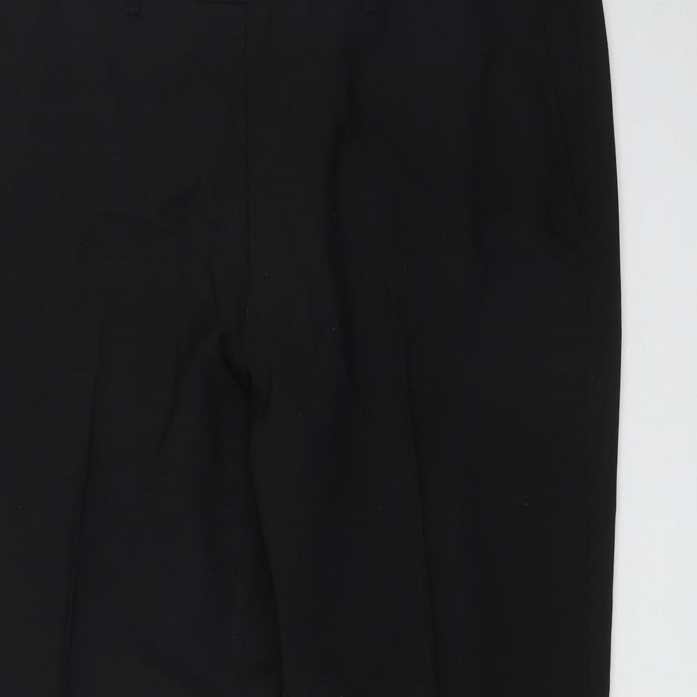 Marks and Spencer Mens Black  Polyester Trousers  Size 38 in L29 in Regular Zip