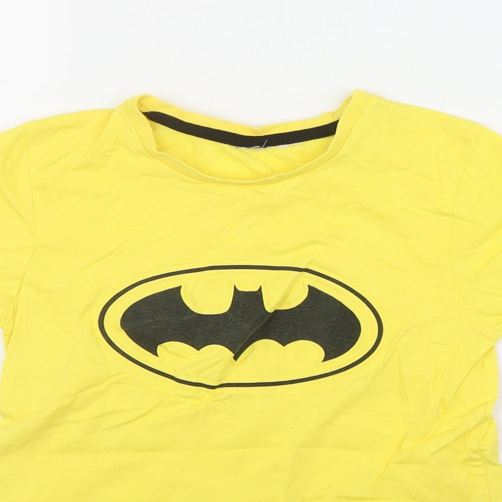 Batman Boys Yellow  Cotton Basic T-Shirt Size 7-8 Years Round Neck Pullover - Batman
