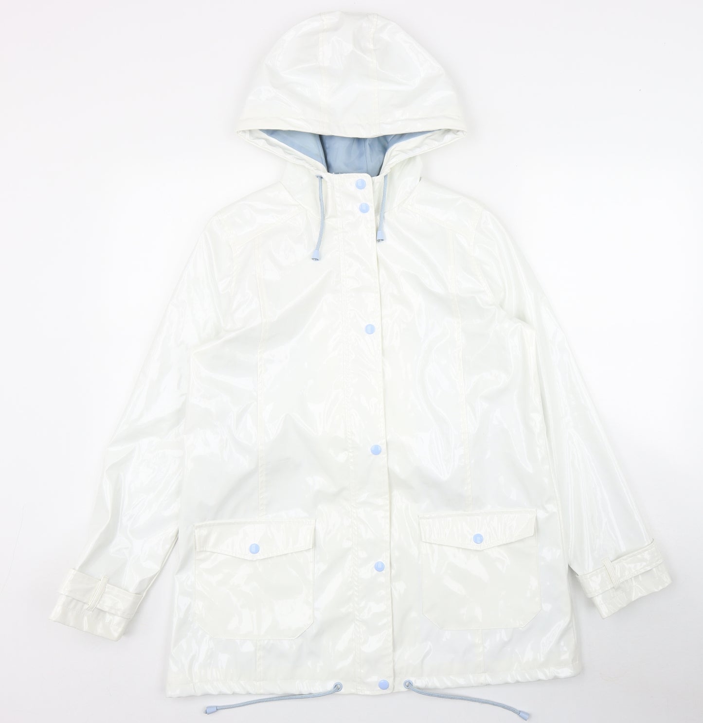 Urban Bliss Womens White   Rain Coat Jacket Size 8  Snap