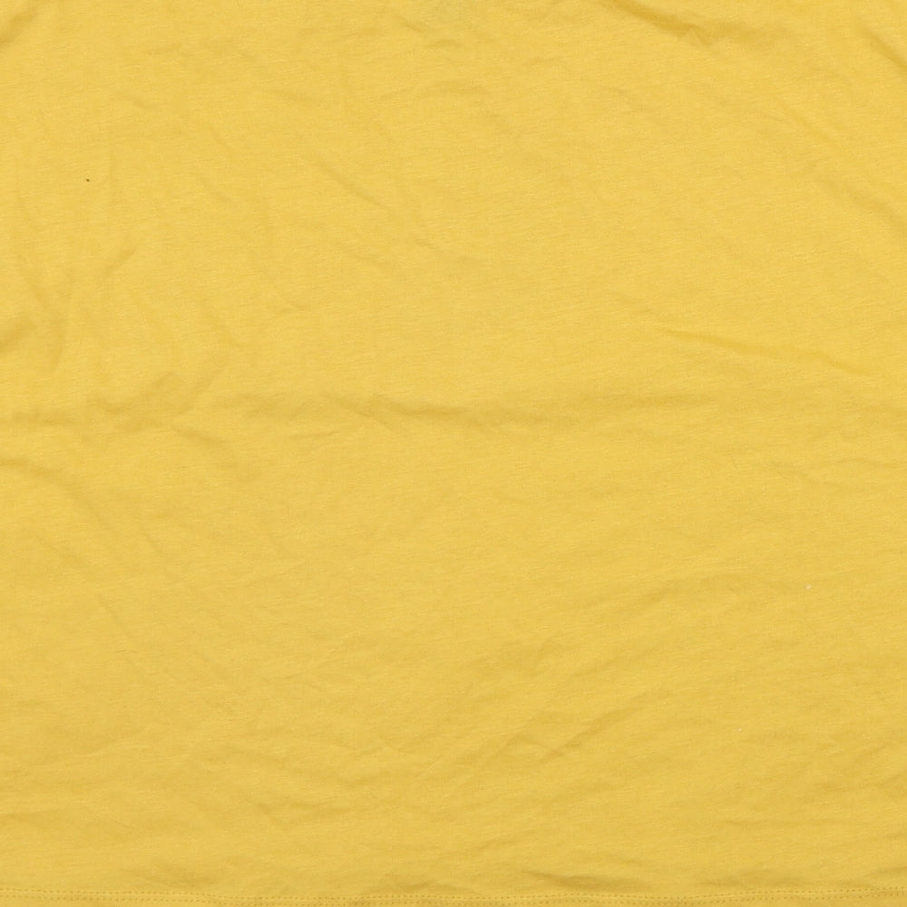 New Look Womens Yellow  Cotton Basic T-Shirt Size 16 Round Neck