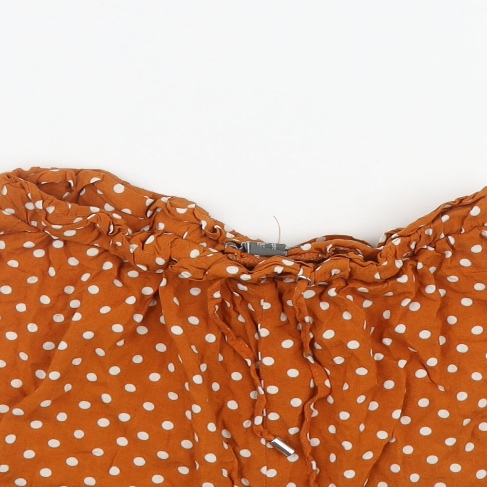 Primark Womens Orange Polka Dot Viscose Sweat Shorts Size 14 L3 in Regular Drawstring