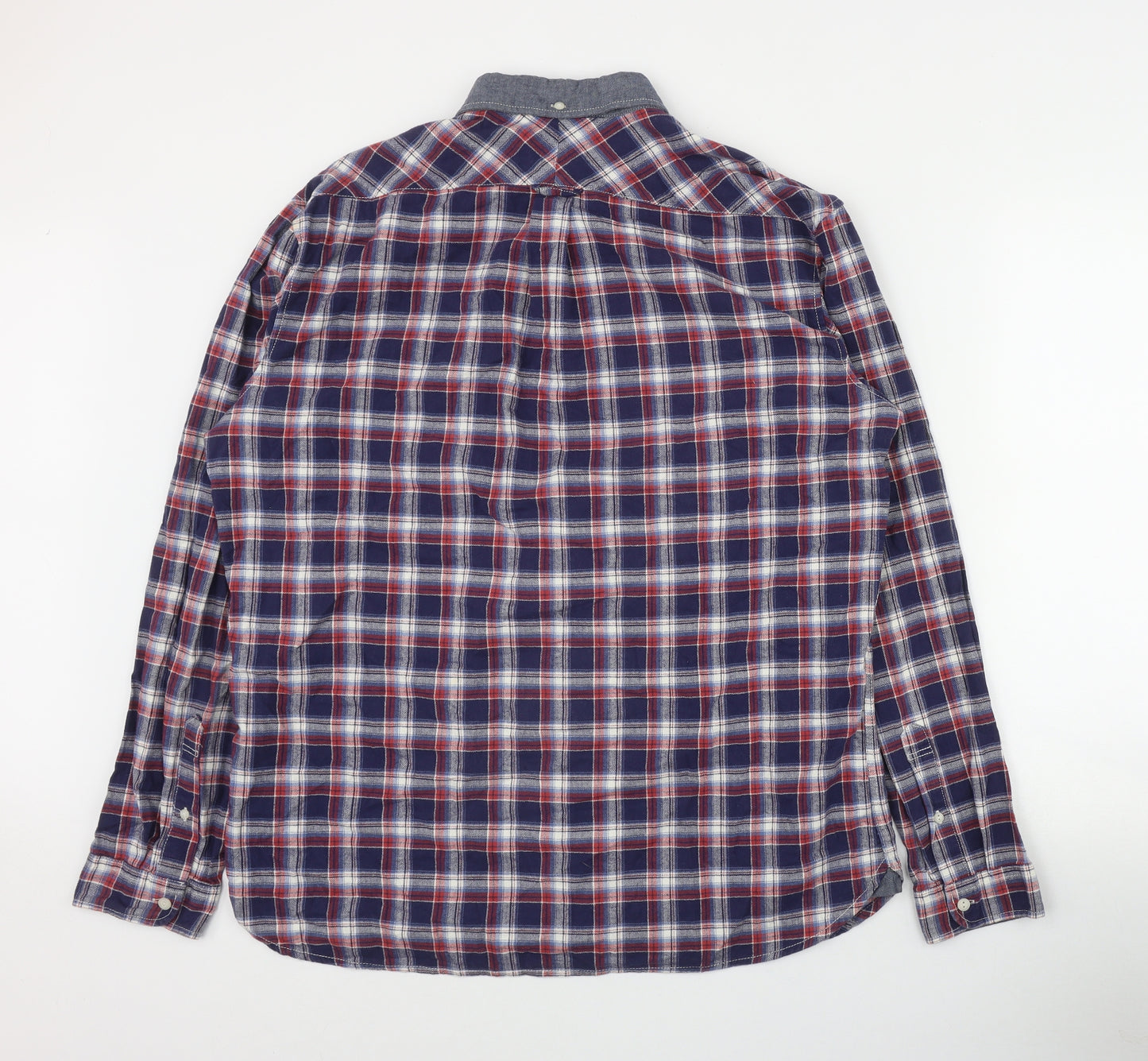 NEXT Mens Red Plaid Cotton  Button-Up Size XL Collared Button