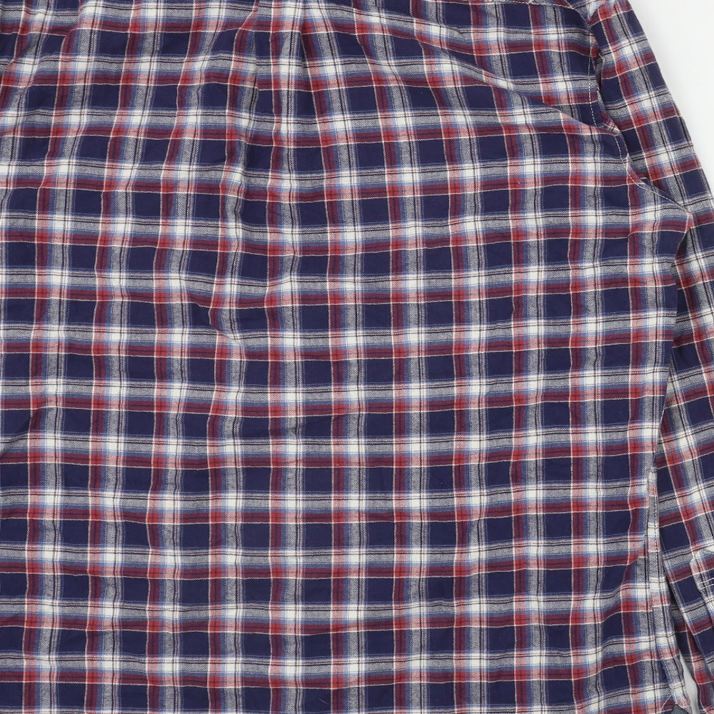 NEXT Mens Red Plaid Cotton  Button-Up Size XL Collared Button